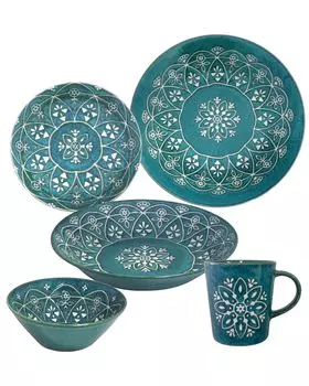 hiroi Mino Ware Tableware Set 5 Piece Set Moroccan M-mode Stylish Dishwasher Microwave Safe Made in Japan (Green)