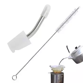 HIROMARE Skitter Coffee Drip Equipment Pour Spout Mountain Kettle Pour Nozzle Kettle Camping Outdoor Cap with Clean Brush Compatible with Trangia