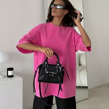 Hirsionsan Acid Wash Washed футболка женские винтажные футболки уличная одежда мягкие минеральные футболки свободные топы люксового бренда для девочек S чёрный