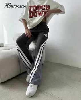 Футболка Hirsionsan Touch Down с буквенным принтом, женская летняя хлопковая мягкая футболка с коротким рукавом, женская шикарная футболка большого размера High Street M белый