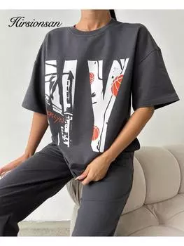 Hirsionsan Готическая футболка с буквенным принтом, женская летняя хлопковая мягкая футболка с короткими рукавами, женские шикарные уличные топы большого размера M белый