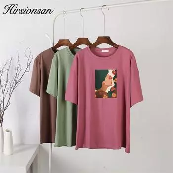 Hirsionsan Harajuku футболка с абстрактным графическим принтом, женская летняя хлопковая футболка с короткими рукавами, повседневный пуловер большого размера, топы M белый