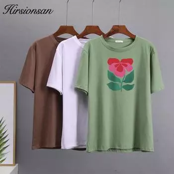 Hirsionsan Harajuku футболка с цветочным принтом женская летняя шикарная готическая одежда абстрактные футболки с рисованной графикой свободные хлопковые женские топы M белый