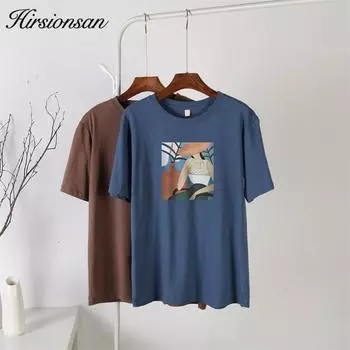Hirsionsan Harajuku футболка с мультяшным принтом женская летняя хлопковая футболка с рисунком женская одежда повседневный пуловер больших размеров топы M белый