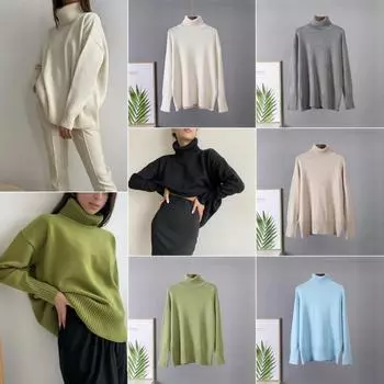 Hirsionsan кашемировый зимний свитер для женщин 2021 элегантный толстый теплый женский вязаный пуловер свободный базовый трикотажный джемпер S хаки