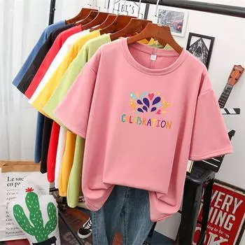 Hirsionsan красочные хлопковые футболки с принтом женские летние новые винтажные мягкие свободные футболки из 100% хлопка женские эстетические повседневные топы M белый