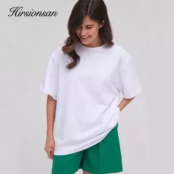 Hirsionsan летние повседневные футболки большого размера с короткими рукавами женские мужские футболки из 100% хлопка 2023 новые повседневные однотонные женские топы с круглым вырезом M темно серый