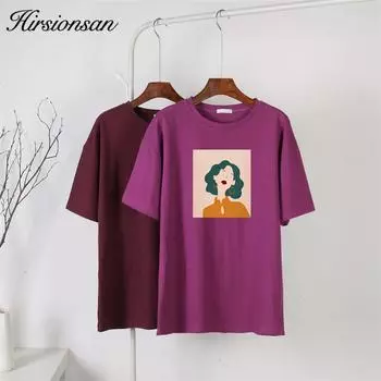 Hirsionsan летняя футболка с принтом персонажей в стиле каваи, женская футболка из 100% хлопка, эстетичная одежда, женские свободные мягкие пуловеры больших размеров, топы M белый
