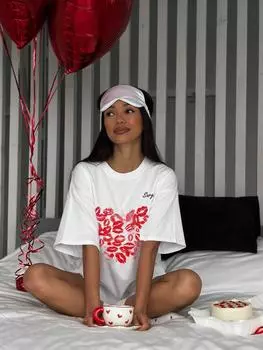 Hirsionsan Модная женская футболка с графическим принтом «Губы», летняя хлопковая мягкая футболка с короткими рукавами, женские уличные топы большого размера M белый