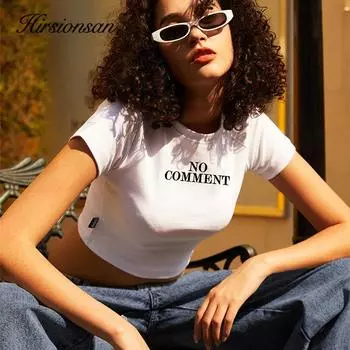 Hirsionsan модные уличные футболки женские летние мягкие футболки с короткими рукавами с буквенным рисунком 2023 повседневные хлопковые базовые женские топы S белый