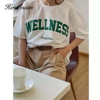 Hirsionsan простые уличные футболки женские летние повседневные мягкие футболки с круглым вырезом с короткими рукавами женские корейские свободные хлопковые базовые топы M белый