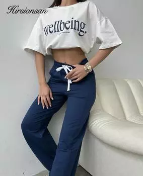 Футболка Hirsionsan Wellbeing с принтом в виде букв, женская летняя хлопковая мягкая футболка с коротким рукавом, женская шикарная футболка большого размера High Street M белый