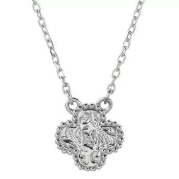 Хирургическая нержавеющая сталь 316L Гавайские украшения Plumeria Fiore Flower Milgrain Scroll Ожерелье для женщин [Piena] (Серебряный)