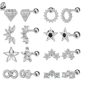 Хирургическая сталь 316L, драгоценный камень для ушей, 16 г, серьги-гвоздики для пирсинга хряща козелка, штанги, ювелирные изделия для тела, подарок