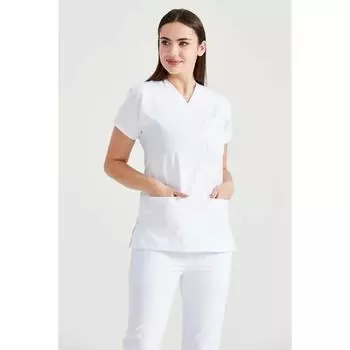 Хирургический костюм белого цвета, одинарная верхняя ткань Tericoton Dr Greys Cut