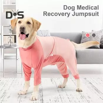 Хирургический костюм для собак, женский восстановительный костюм для стерилизации, хирургический халат для собак с длинными рукавами, медицинский комбинезон для восстановления после брюшной раны M розовый