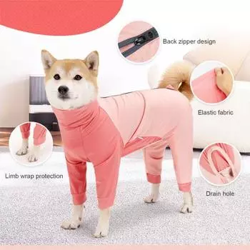Хирургический костюм для собак, женский восстановительный костюм для стерилизации, хирургический халат для собак с длинными рукавами, медицинский комбинезон для восстановления после брюшной раны M розовый