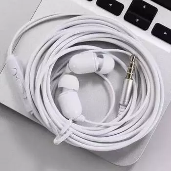 HISAENRT проводной 3-метровый длинный микрофон с глубоким каналом длиной 3 м для совместимых с Android 3,5-мм наушников, наушники, бас, тип, в комплекте, белый