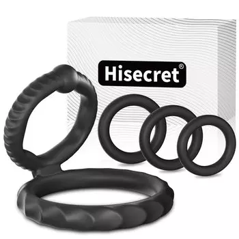 Hisecret Penis Ring Cock Ring Set of 4 Rings Made of Silicone 3 Types of Inner Diameter High Elasticity Adult Goods Sex Toys Men s