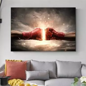 Хит боксерские перчатки с огнем в небе Современные поп-картины на холсте Модные постеры с принтом настенная художественная картина для гостиной домашний декор 21x30cm No Framed белый