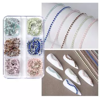 Хит продаж Цепь, Цепь с когтями для дрели, Набор бриллиантовых полосок в коробке, Французская легкая роскошь, Металлические бриллиантовые украшения, Ювелирные изделия для нейл-арта.