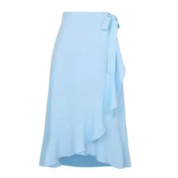 Хит продаж Европейская и американская миди-юбка неправильной формы: Женское однотонное платье-комбинация с завязками для весны/лета Medium синий