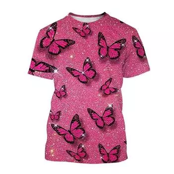 Хит продаж футболка с 3D-принтом животного-бабочки нового цвета, футболка с принтом насекомого-бабочки, модный повседневный топ для мужчин и женщин 2XS