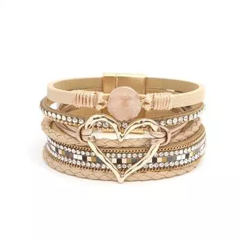 Хит продаж, многослойный кожаный браслет, браслет ручной работы, золотой браслет Love Lady