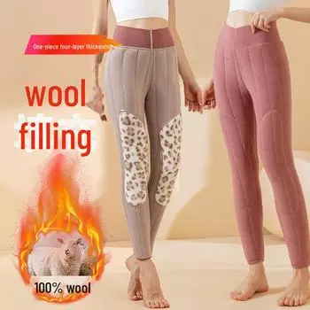 «Хит продаж, женские зимние шерстяные леггинсы с наколенниками, поддержкой талии и бархатной подкладкой — облегающие и очень теплые» 5XL