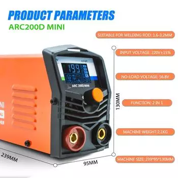 [ЕС]HITBOX ARC200D 2 в 1 компактный электродный сварочный аппарат с 200A SYN цифровым дисплеем инверторный сварочный аппарат MMA Lift TIG/Hot Start/Arc Force