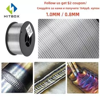 Hitbox MIG сварочная проволока флюс 0,5/0,8/0,9/1,0 мм 1 кг для пайки, сварки, безгазовой сварки, проволоки для железной стали, расходные материалы E71T-GS Acc 1.0mm 1KG