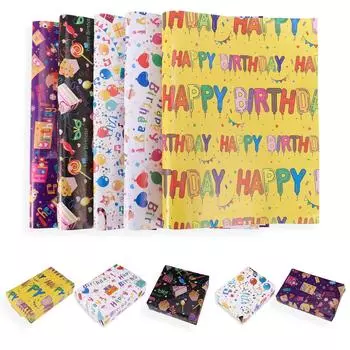 Hitchlike Wrapping Упаковка для дня рождения Упаковка симпатичных подарков DIY Упаковка Оберточная бумага, Бумага, 5, Узор, Плотная, Большая, Устойчивая к разрывам, День рождения,