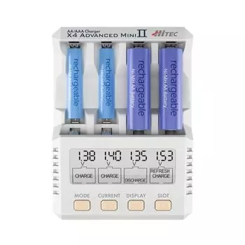 Hitech Charger X4 Advanced mini II White Оригинальный японский продукт Mini AA AAA зарядное устройство разрядник Mini 4WD для начинающих 44323 AA/AAA Mini-Z