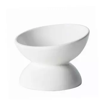 Hive Mind Cat Food 15 Degree Easy to Ceramic Tableware for Dogs and Feeding Drinking Bowl Bowl, Slope, Eat, Cats, Bowl, (White)
