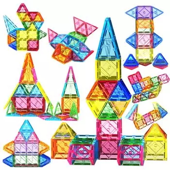 HIWO 64PCS Магнитный Прозрачный Образовательный Магнитный Строительный Конструктор 3 года 4 года 5 лет Рождество Безопасный ABS Японский Инструкция Блоки, Цвет,