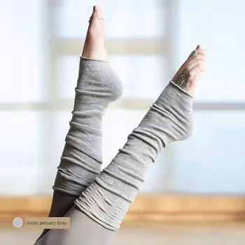 Hiyoga Хай Йога | Носки для пальцев йоги Осень и Зима Женские Профессиональные Пилатес Чистый Хлопок Гольфы Средней Длины Нескользящие Yoga Socks-Grey Socks/53cm