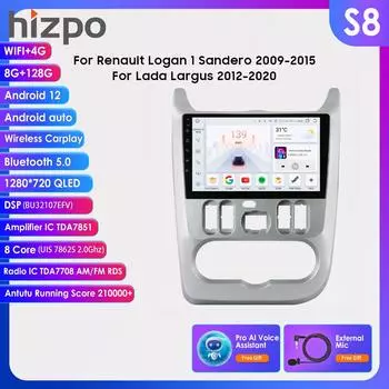 Hizpo 4G 9 дюймов 10,33 дюйма интеллектуальные системы AI CarPlay Android авто радио для Renault Logan 1 Sandero Lada Largus интеллектуальный экран автомобильный мультимедиа BT P1L 4Core 1G 16G