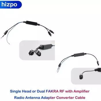 Hizpo с одной головкой или двойной антенной FAKRA RF, адаптер-переходник для радиоантенны, кабель-конвертер с усилителем для автомобильного мультимедийного плеера VW Benz Dual-Head