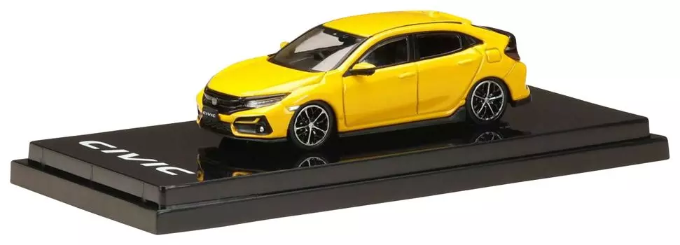HJ64 Honda Civic Hatchback 2020 Yellow Finished Product 1/64 (FK7) (Custom Color)