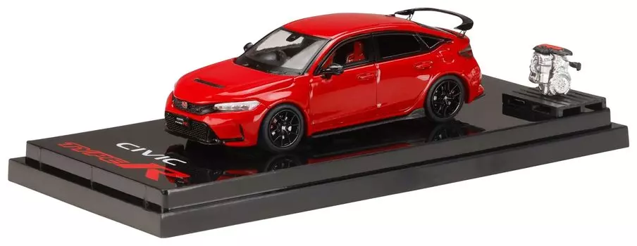 HJ64 Honda Civic TYPE R с рамой для демонстрации двигателя, красная, готовый продукт 1/64 (ФЛ5) красный