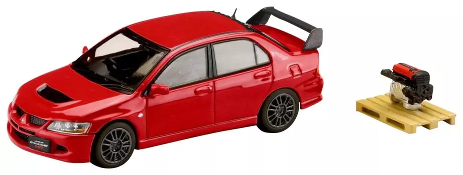 HJ64 Mitsubishi Lancer Evolution 8 MR GSR с дисплеем двигателя, модель, цвет красный, готовый продукт, масштаб 1/64