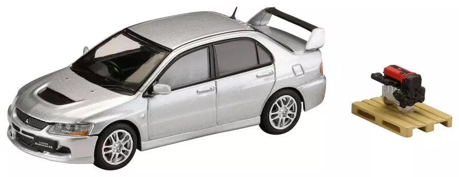 HJ64 Mitsubishi Lancer Evolution 9 GSR с дисплеем двигателя, модель Cool Silver Metallic, готовый продукт 1/64