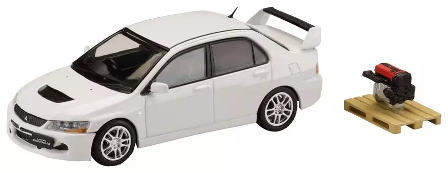 HJ64 Mitsubishi Lancer Evolution 9 GSR с дисплеем двигателя, модель белого цвета, готовое изделие, 1/64
