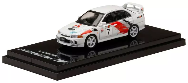 HJ64 Mitsubishi Lancer GSR EVOLUTION IV Rally Graphic Scotia White Готовый продукт 1/64 GR.A