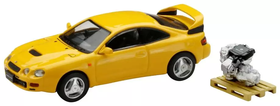 HJ64 Toyota Celica WRC EDITION Super Bright Yellow Finished Product with Engine Display Model 1/64 GT-FOUR (ST205)