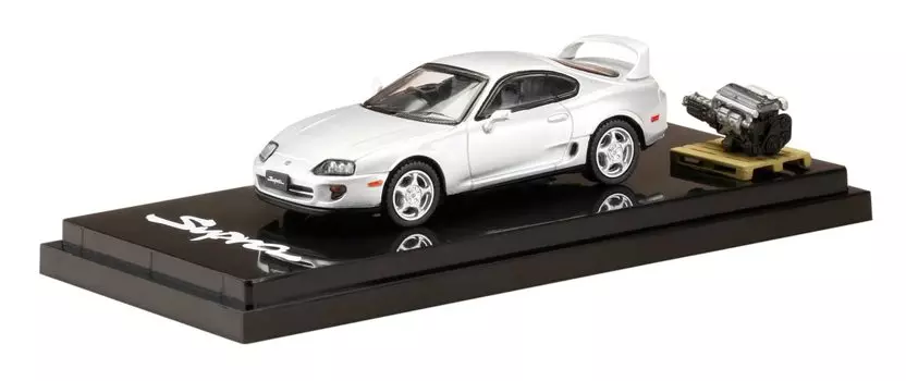 HJ64 Toyota Supra RZ серебристый металлик с дисплеем двигателя Модель завершена продукт HJ641042AS 1/64 (A80)
