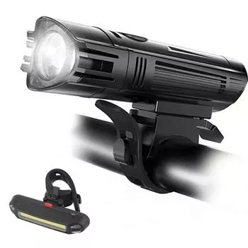 HJ-057 Супер яркая USB аккумуляторная велосипедная лампа для горного велосипеда Ночная езда Предупреждающая лампа IPX45 чёрный