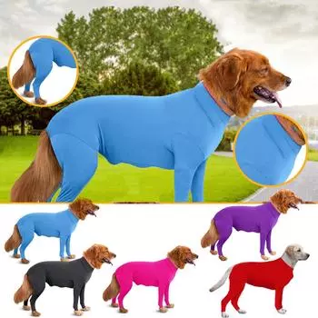 (ХЙФГ) Одежда для домашних собак для предотвращения выпадения шерсти. Эластичная одежда для средних и крупных собак для четвероногих собак. L чёрный