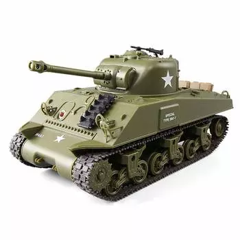 HJKLMM Танк радиоуправляемый с дистанционным управлением Американский танк Sherman M4A3 Pershing M26 Средний танк Масштабная имитация Инфракрасный бой 2.4Ghz / 1/30 Модель,