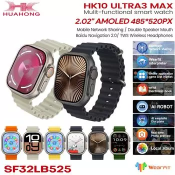 HK10 Ultra 3 Max AMOLED Смарт-часы Bluetooth Совместный сетевой фотоальбом Мужские локальные музыкальные умные часы с искусственным интеллектом